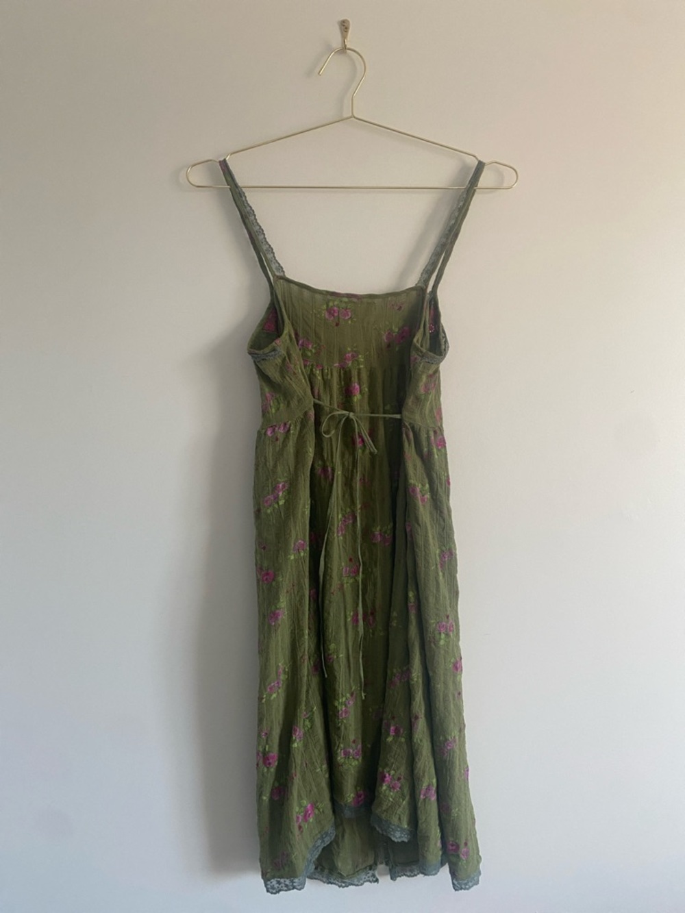 Free People | Floral Cotton Slip Dress | Lace Trim | Size 8 - Picture 9 of 10